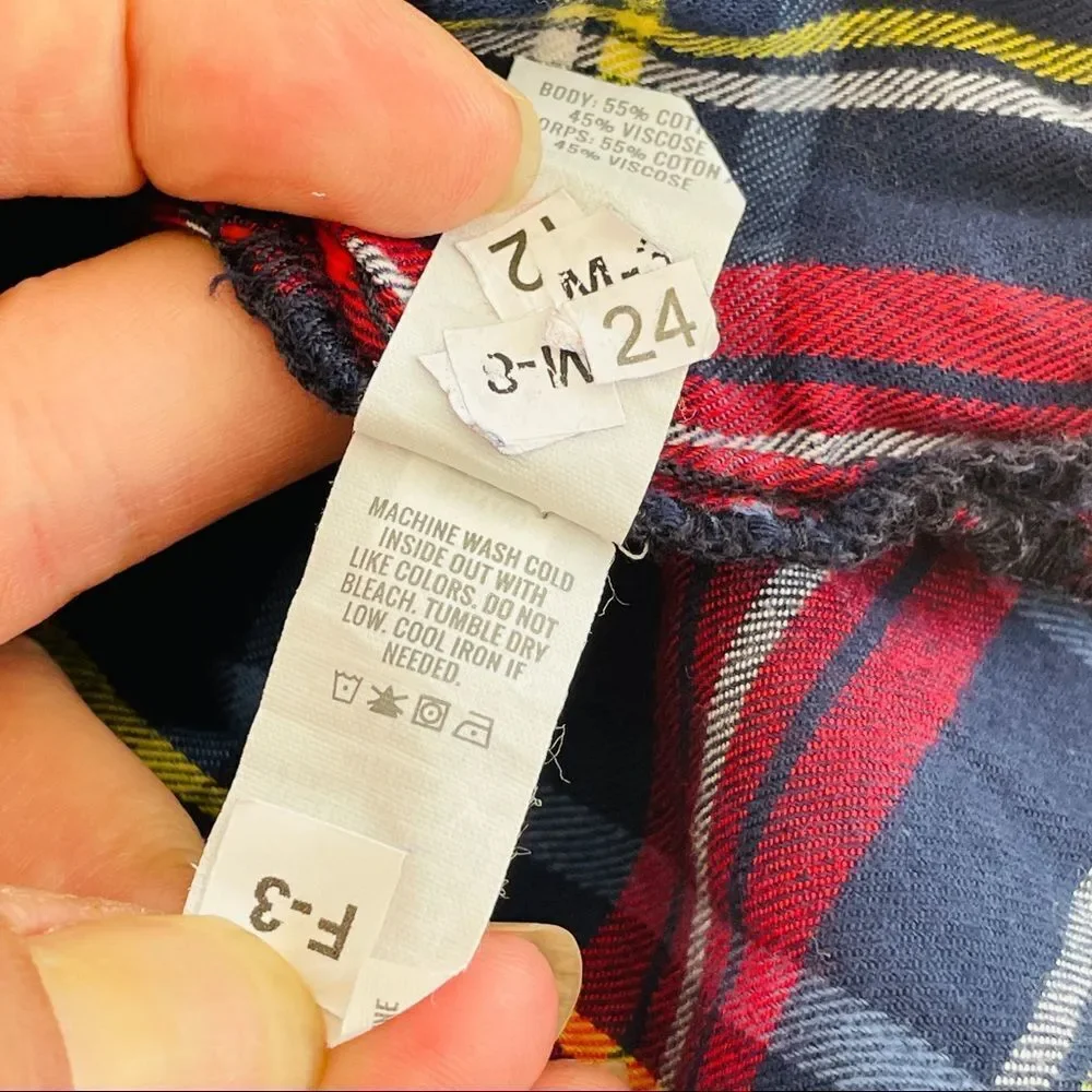 Aerie Flannel Plaid Button Down Pajama Shirt New With Tags Size XS